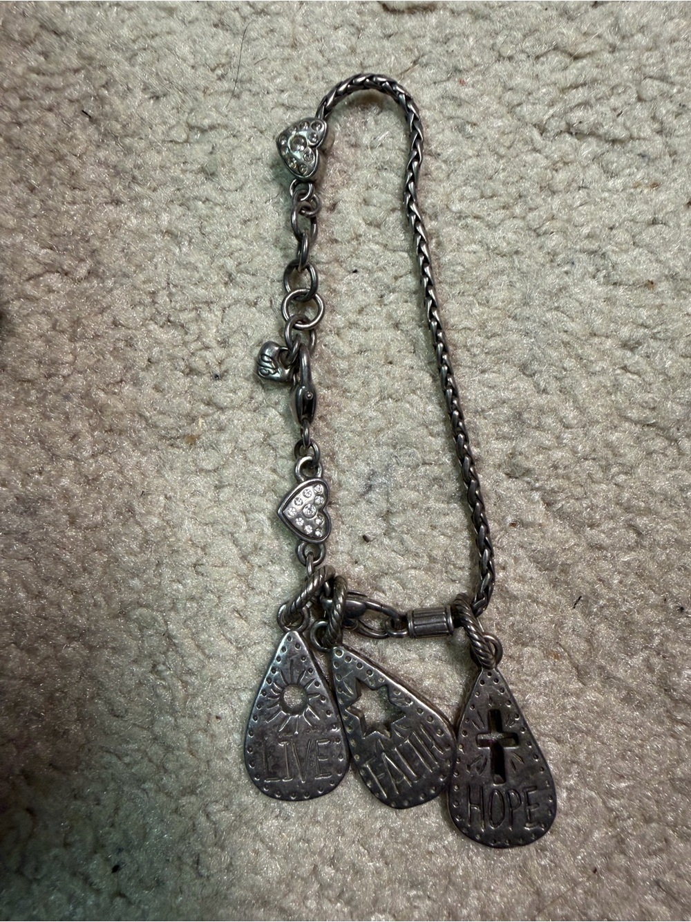 Women’s Brighton Notes Collection Hearts Charm Sterling Silver Plated Bracelet